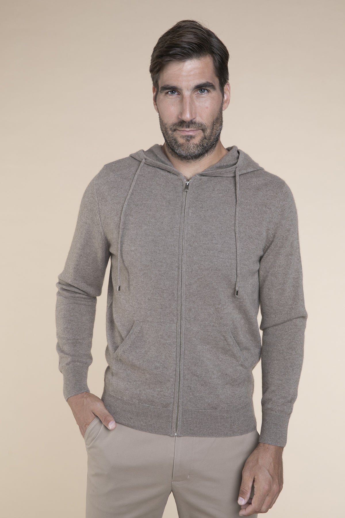 Pánský casual cardigan s kapucí