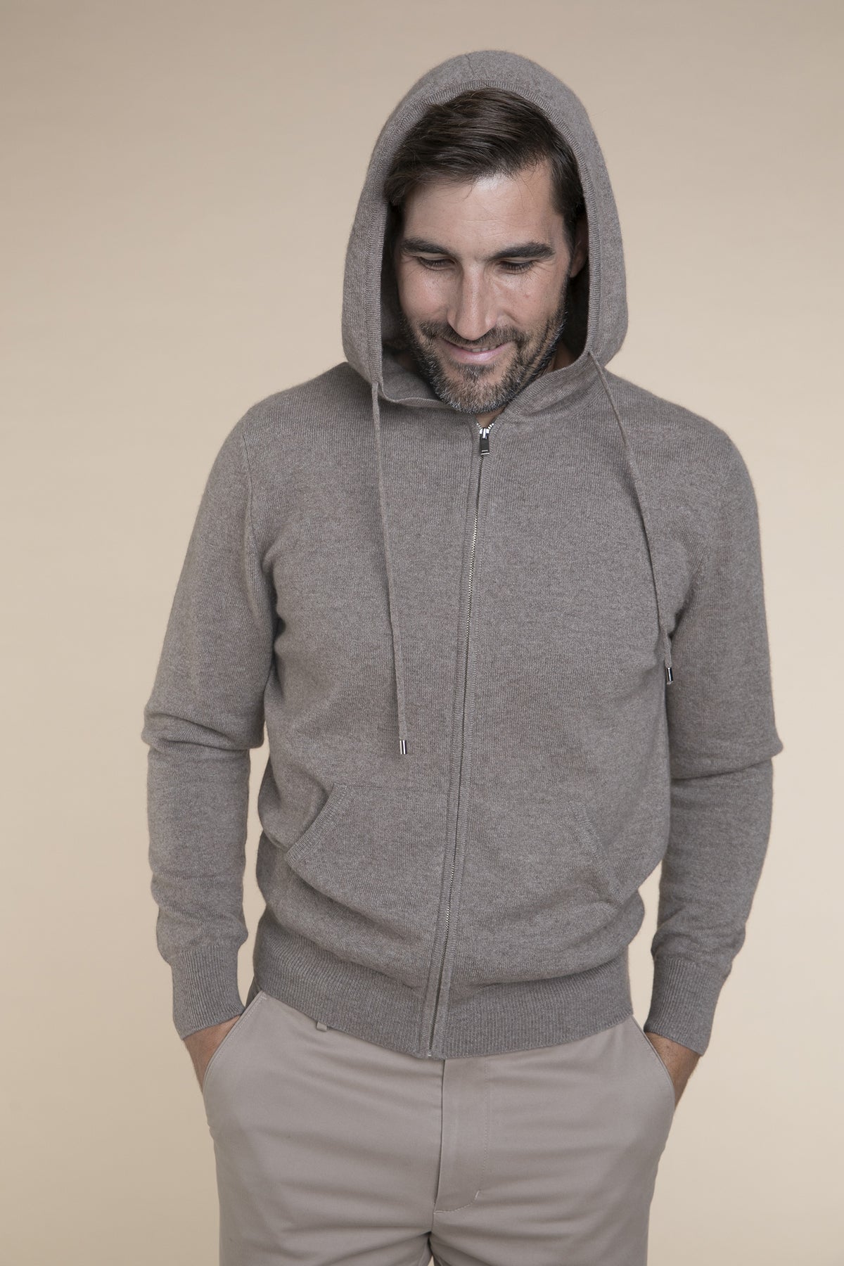 Pánský casual cardigan s kapucí
